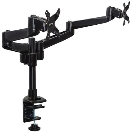 Mount-It! MI-43111B Dual Arm Articulating Computer Monitor Desk Mount with Grommet Base, Black