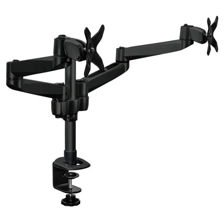 Mount-It! MI-43116B Dual Arm Articulating Computer Monitor Desk Mount with Clamp Base, Black