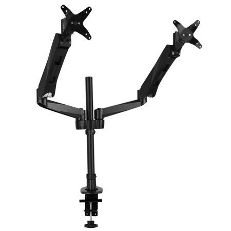 Mount-It! MI-45111B Height Adjustable Dual Arm Articulating Computer Monitor Desk Mount with Grommet Base, Black