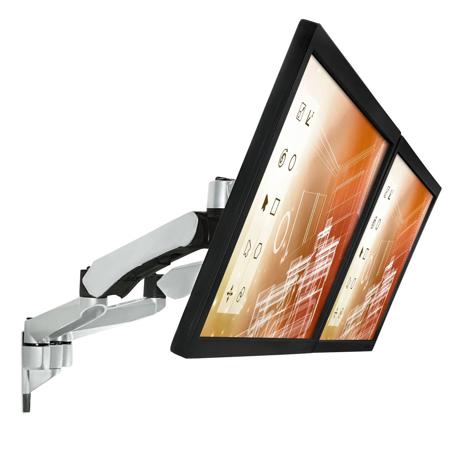 Mount-It! MI-45114 Dual Arm Articulating Computer Monitor Desk Mount, Silver