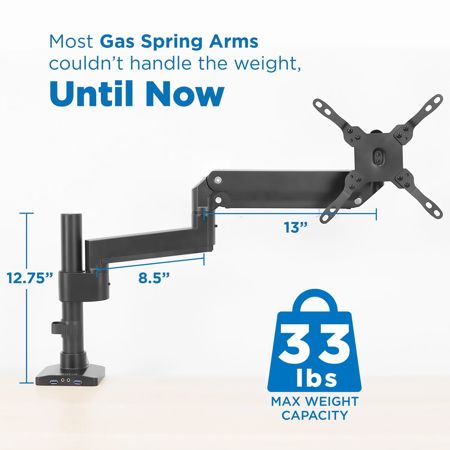 Mount-It! MI-4771 Single Monitor Desk Mount with USB & Multimedia Ports