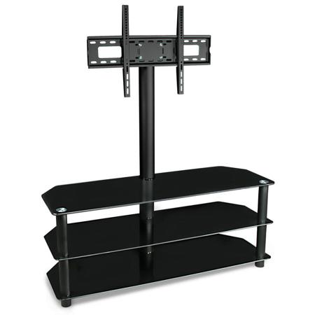 Mount-It! Premium XL Entertainment Center Stand with Bracket and 3 Glass Shelves for 32-55" TVs
