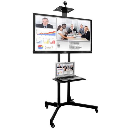 Mount-It! Adjustable Mobile TV Cart with Shelf and Rolling Casters for 37-70"