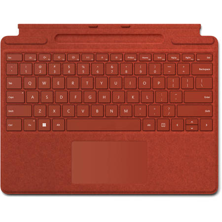 M C S Signature Keyboard Cover for Surface Pro 8 and X, Poppy Red