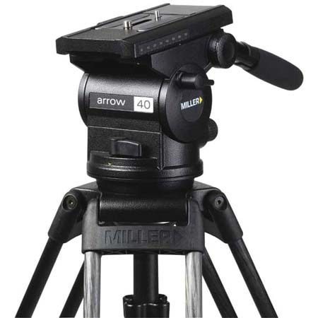 Arrow 40 Fluid Head, with Quick Release Camera Plate, Payload Capacity: 35 lbs