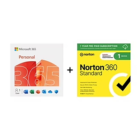 Microsoft 365 Personal with Norton 360 Standard 1-Year Subscription, 1-Device, Download