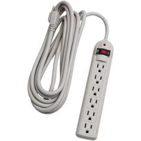 Milspec 6 Outlet Surge Strip with 15' Cord, Beige