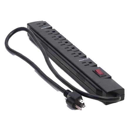 Milspec 7 Outlet Surge Strip 500J with 6' Cord, Black