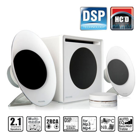 Microlab FC50 2.1 Enclosure-Free Desktop Hi-Fi Speaker, White