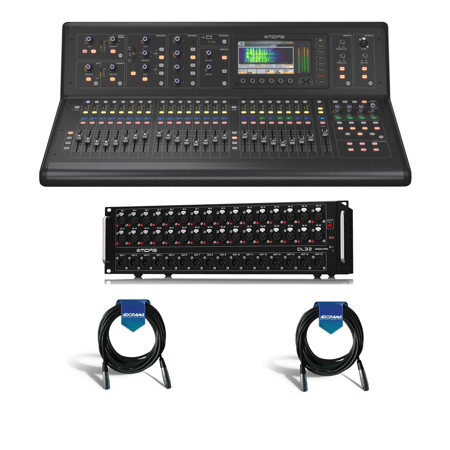Midas M32 LIVE Digital Console for Live and Studio with 40 Input Channels - Bundle With Midas DL32 32-Input / 16-Output Stage Box with 32 Midas Mic Preamps - 2 Pack 20' XLR Microphone Cable
