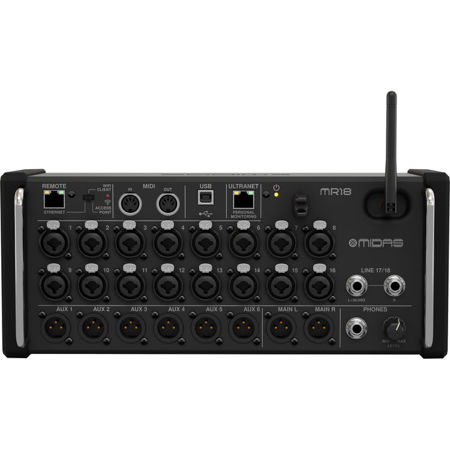 Midas MR18 18-Input Digital Mixer, with TAPH100 Headphones & 2x 25