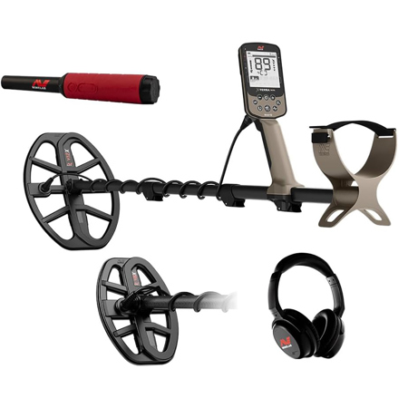 Minelab X-TERRA ELITE Waterproof Metal Detector with V12X 12 Elliptical Double-D Search Coil