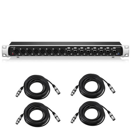 Midas DN4888 Bus-Powered StageConnect Interface with 8x8 Analogue Input/Output, Bundle with 4x H&A Value Series 25' XLR M to F Professional Microphone Cable