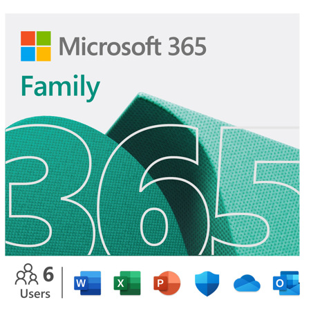 Microsoft 365 Family Mac/Win P6 1 Year Subscription, Replaces Office, Key Code