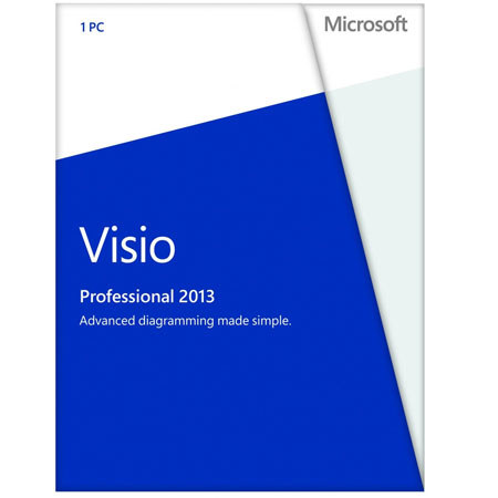 Microsoft Visio Professional 2013 Software, English, Medialess - Windows 32/64