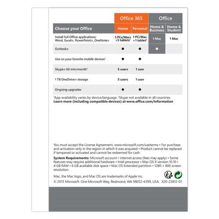 Microsoft Office Home and Business 2016 for Mac, Mac Key Card, Boxed