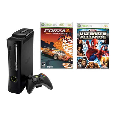 Microsoft Xbox 360 Elite System Value Bundle, with Elite Console & 2 Games, Forza 2 & Marvel Ultimate Alliance