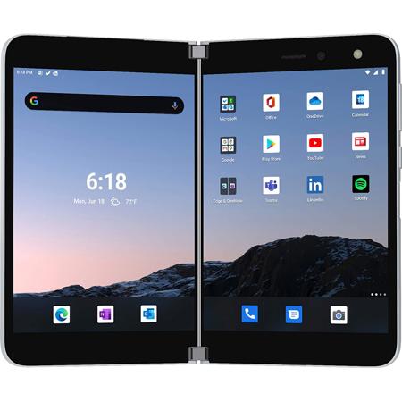 Microsoft Surface Duo 8.1" 128GB Dual-SIM GSM Folding Smartphone, Qualcomm Snapdragon 855, 6GB RAM, 11MP Camera, Android 10, Unlocked, Glacier