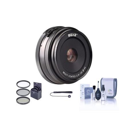 Meike 28mm Lens for Sony E, Black with Free Accessories Kit