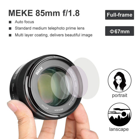Meike 85mm f/1.8 Lens for Canon EF, Black 20280001