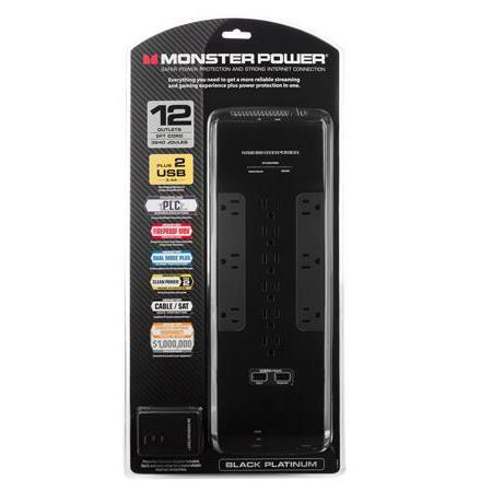 Monster Cable Power Black Platinum 1200 Dual Mode Plus Surge Protector, 3240 J