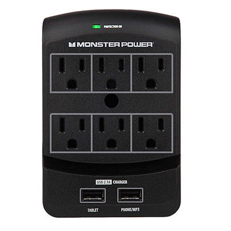 Monster Cable Core Power 650 USB 6 Outlet Wall Tap with USB Charging