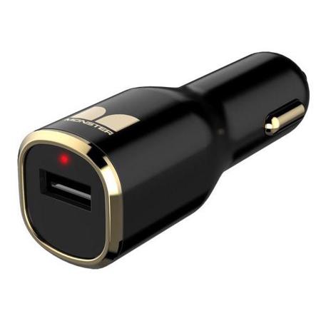 Monster Cable Mobile iCarCharger MAX 1 Single USB Port Car Charger, Black & Gold