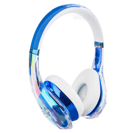 Monster Cable Diamondz On-Ear Headphones with Microphone, Clear Blue