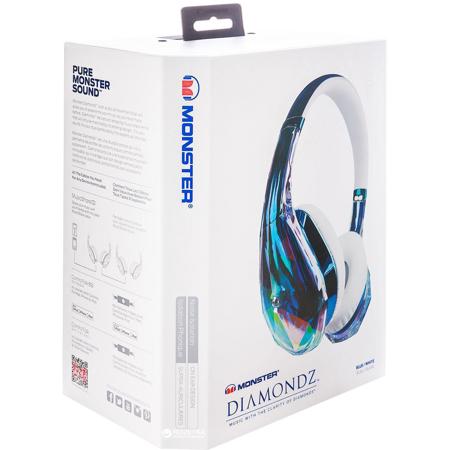 Monster Cable Diamondz On-Ear Headphones with Microphone, Clear Blue