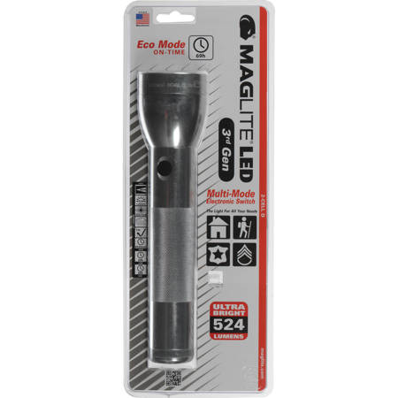 MagLite ML300L 3rd Generation 2-Cell D LED Flashlight, Blister Packaging, Silver