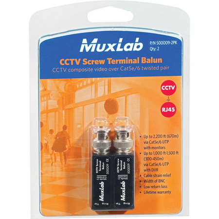 Hikvision Muxlab CCTV Screw Terminal Balun, 2 Pack