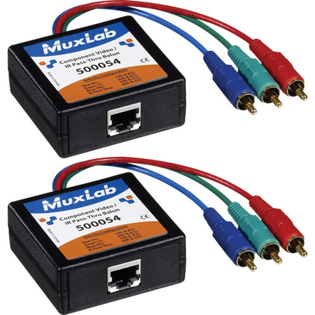Muxlab Component Video/IR-Pass-Thru Balun, Male, 2 Pack