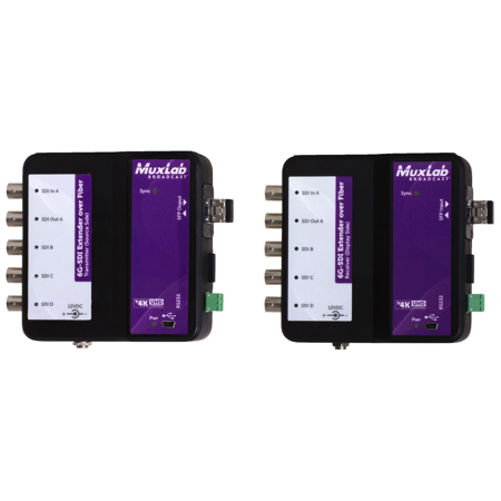 Muxlab 6G-SDI Extender Over Fiber Multi-Mode Optic Kit with Return Channel,1300'