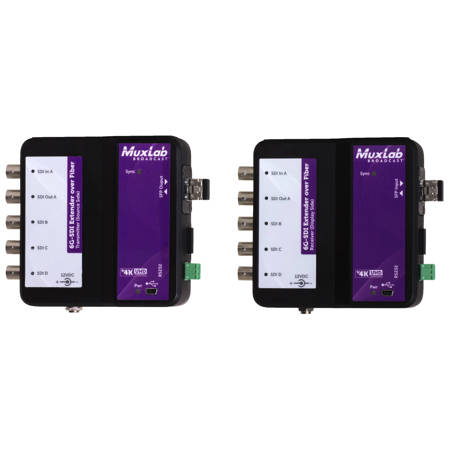 Muxlab 6G-SDI Extender Over Fiber Single-Mode Optic Kit with Return Channel, 132000'