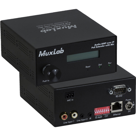 Muxlab Audio/AMP Over IP Extender Transmitter with Microphone Input