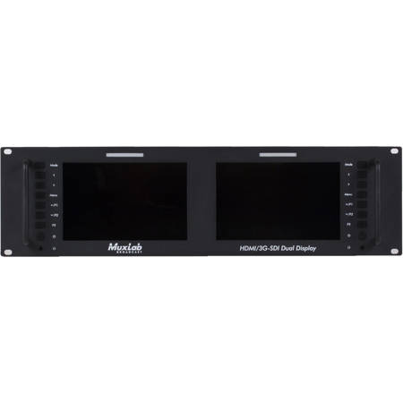Muxlab 7" WXGA 2RU Rackmount Dual IPS LCD Display, Supports HDMI/3G-SDI