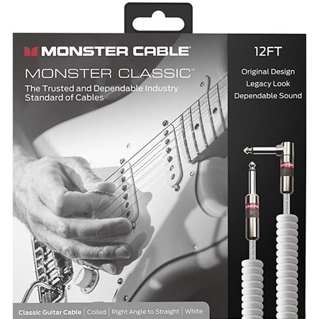 Monster Cable 21' Prolink Monster Classic Pro Cable, Right Angle-Straight, White