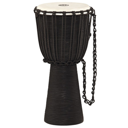 Headliner Series 10" Hand Carved Black River Design Rope Tuned Djembe, Black
