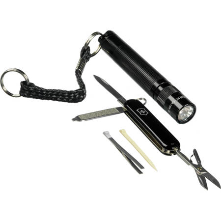 Maglite Solitaire 1-Cell AAA Flashlight & Classic Swiss Army Knife Combo, Black