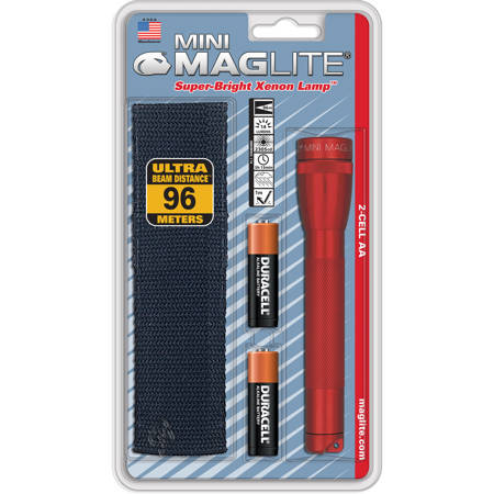 Maglite Mini 2-Cell AA Flashlight with Holster, Red