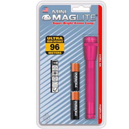MagLite Mini Maglite 2-Cell AA Incandescent Flashlight, 14 Lumens, Pink