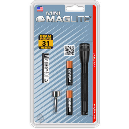 Maglite Mini 2-Cell AAA Flashlight with Clip, Black