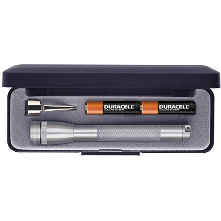 MagLite Mini Maglite 2-Cell AAA Incandescent Flashlight with Clip and Presentation Box, 9 Lumens, Gray