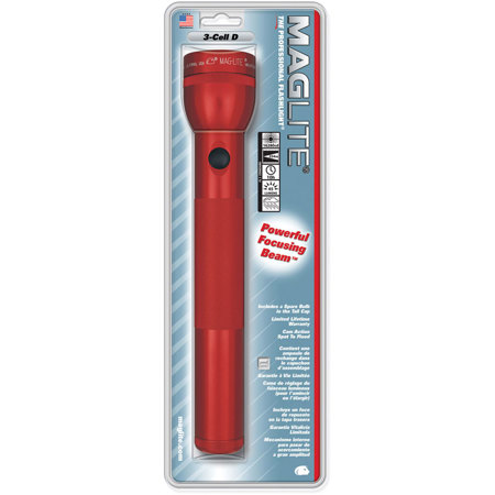 Maglite S3D036 White Star Flashlight with 3 D Batteries, Red