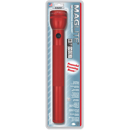 Maglite S4D036 4 Cell D White Star Flashlight, Red