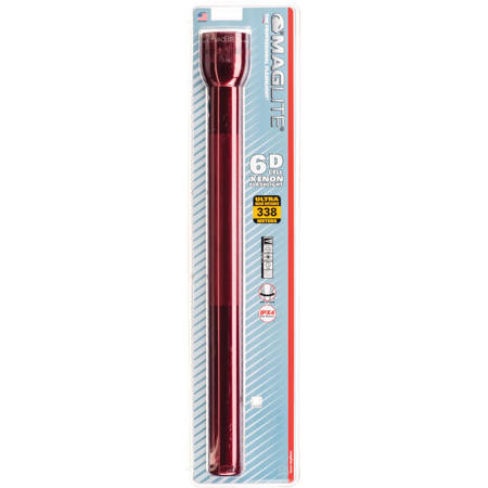 Maglite S6D036 6 Cell White Star Flashlight, Red