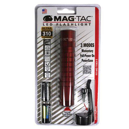 Maglite Mag-Tac LED Flashlight, 310 Lumens, Crimson Red