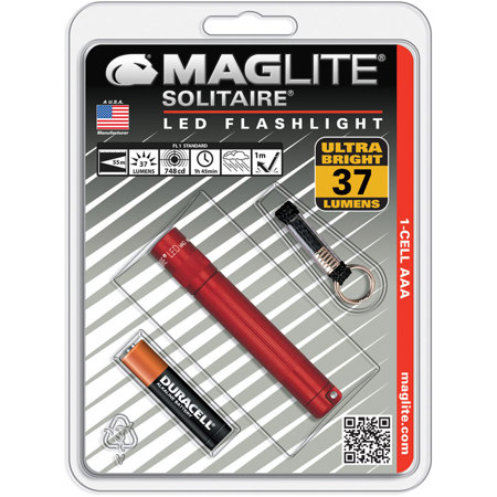 Maglite Solitaire LED Flashlight, 37 Lumens, Red