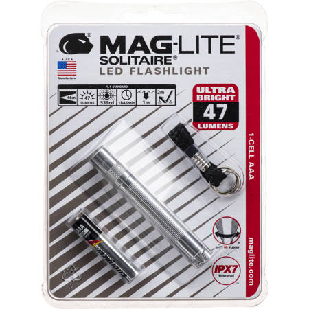 Maglite Solitaire LED Flashlight, 37 Lumens, Silver