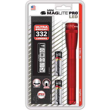 Maglite SP2P03H Mini Mag LED Pro Flashlights & Lighting, Red